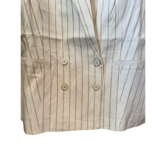 PAIGE NWT Rosette Striped Double Breasted Linen Blend Blazer Size 8 $379 MSRP - Picture 7 of 15
